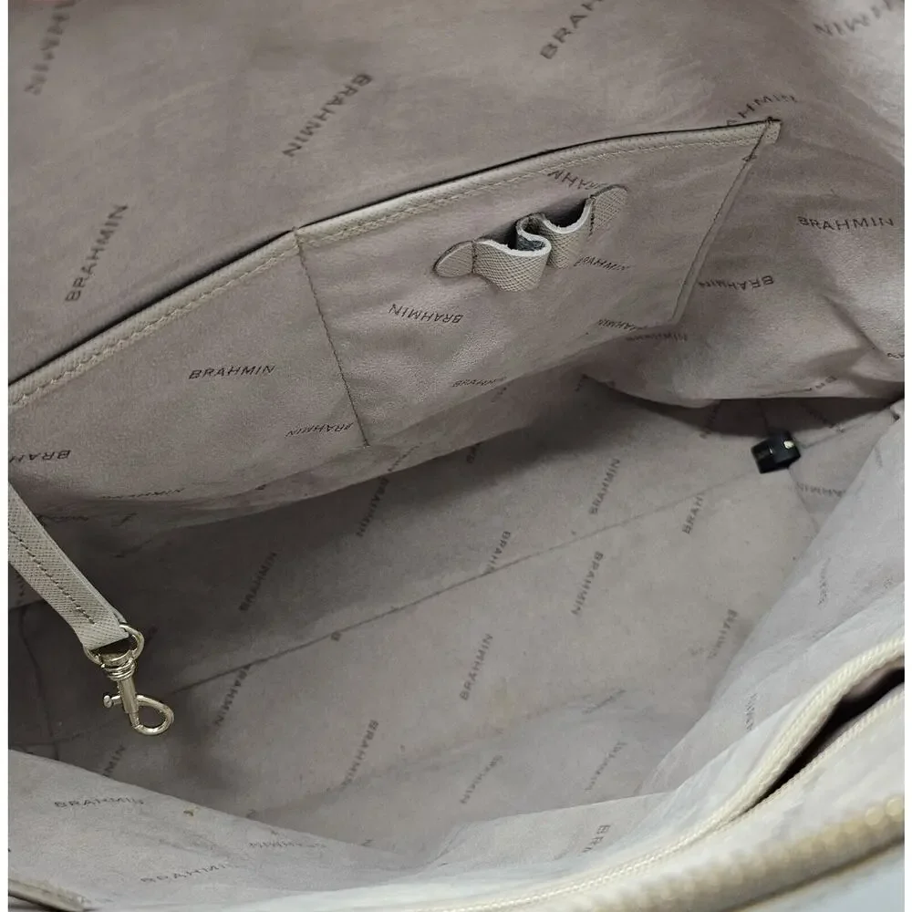 Brahmin Large Duxbury Satchel Bag in Macaroon Lady Vineyard Croc - Picture 7 of 9